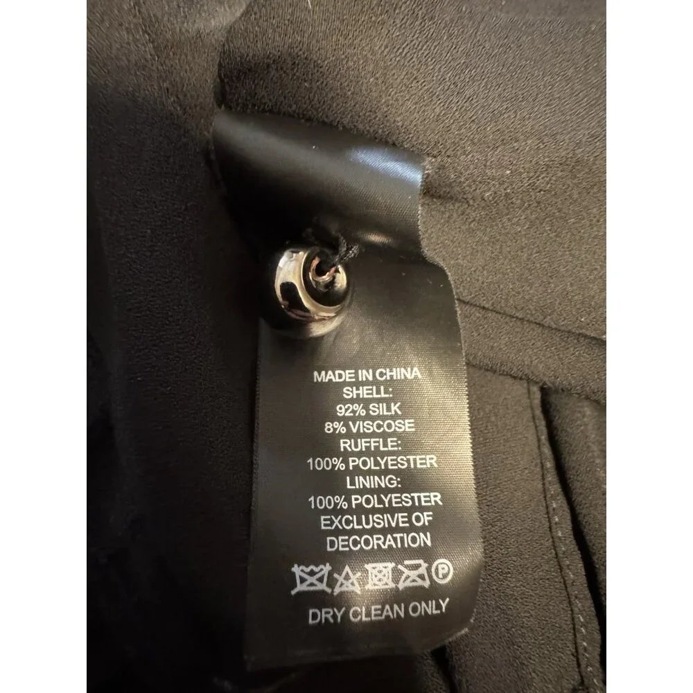 Kate Spade Devore Dress 6 Black Silk Mix Bakery Dot Ruffle Dress